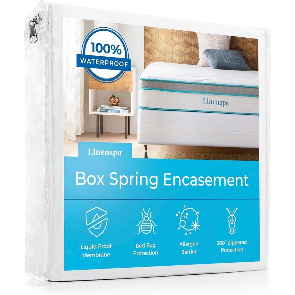 Linenspa Waterproof Protector Box Spring Encasement Twin Size